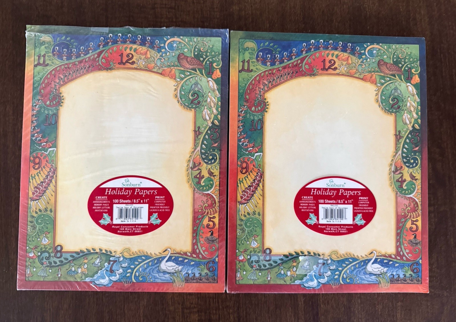 Lot of 2 Sonburn Holiday Papers 100 Sheets Each - Christmas Theme (Sealed New)