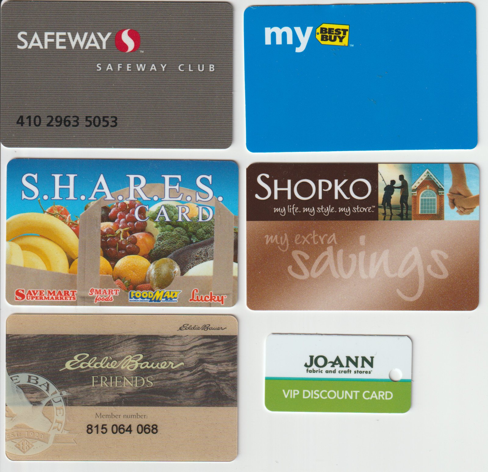 (6) STORE CLUB DISCOUNT CARDS