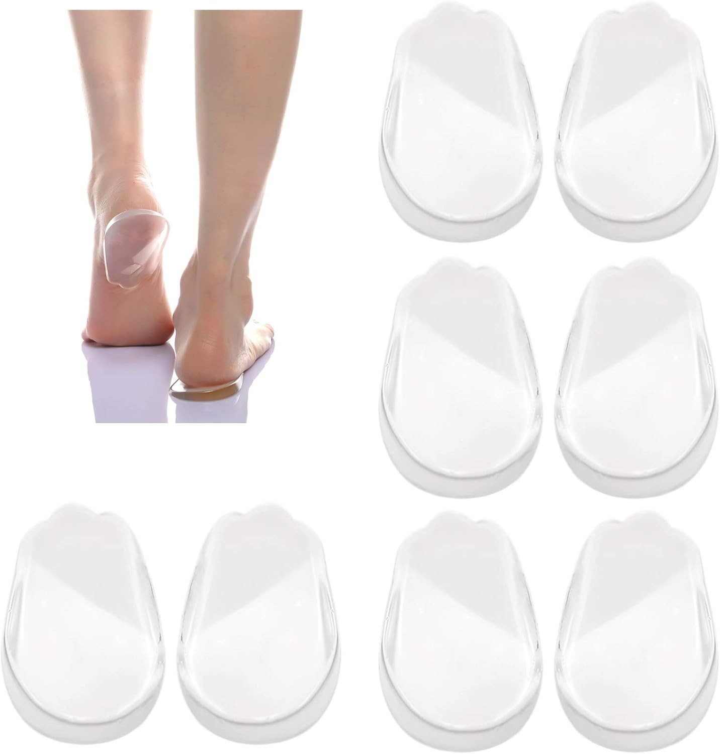 4 Pairs Orthopedic Insoles for Men and Women, Medial & 4 Transparent