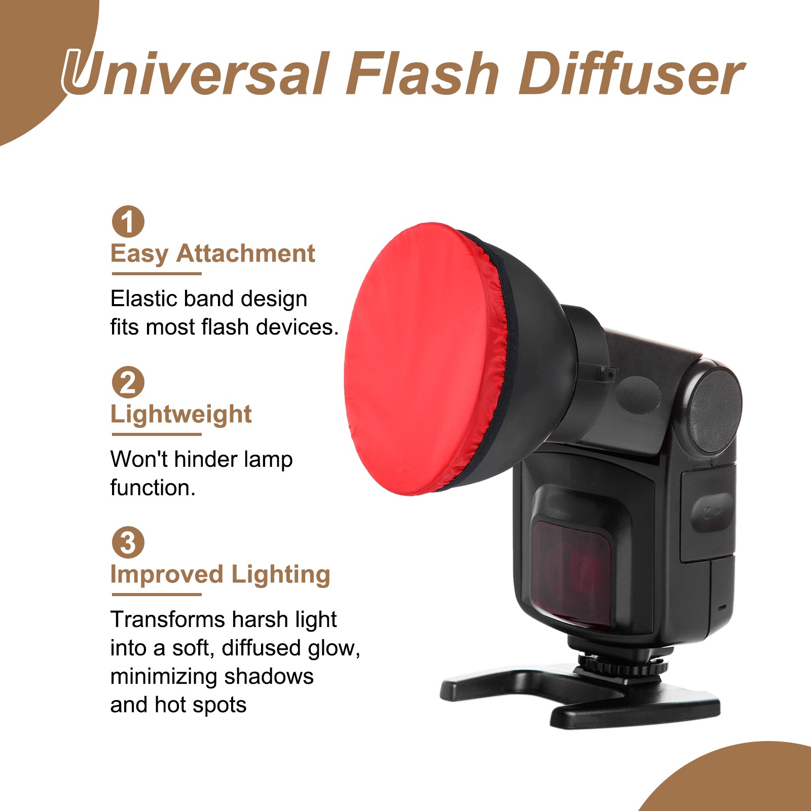 2pcs 6.3" x 6.3" Soft Mini Flash Bounce Diffuser Cap, for Flashlight, Red