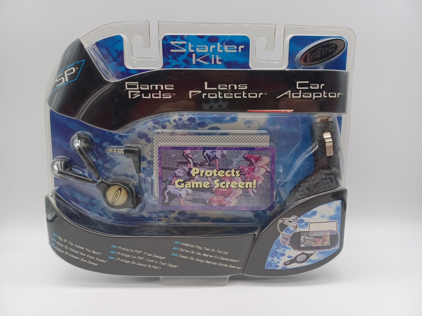 Intec Sony PSP Starter Kit with Ear Buds/Lens Protector/Car Adapter - Brand New