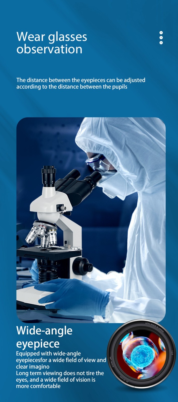 40 X -5000 X Trinocular LED Lab Compound Microscope with Double Layerwith electr