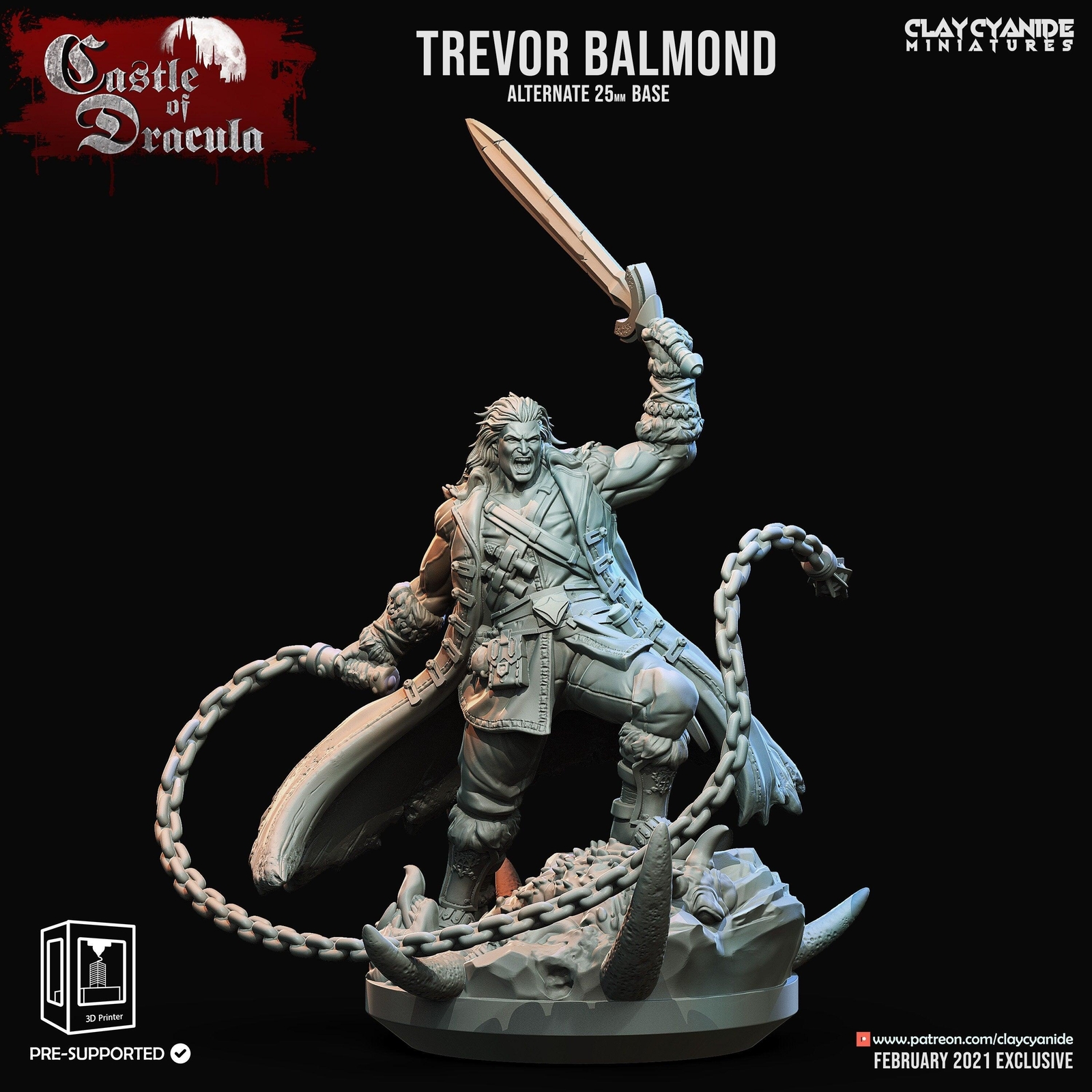 3D Printed Clay Cyanide Castle of Dracula - Trevor Belmond 28mm 32mm D&D