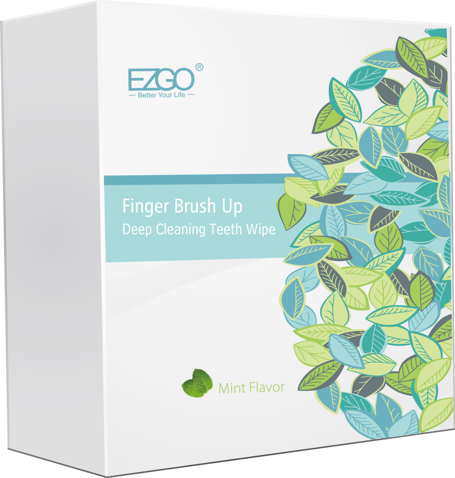 EZGO 100pc Dental Oral Finger Brush Ups Deep Cleaning Teeth Wipes Finger Wipes