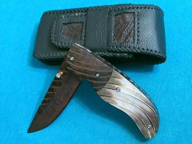 CUSTOM ART KNIFE DAMASCUS BLACK PEARL LOCKBACK FOLDING KNIVES GENTS JACK UTILITY