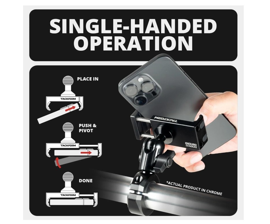 Chrome Motorcycle All Metal Phone Mount - 20MAXX Spring Cradle | Universal Clamp
