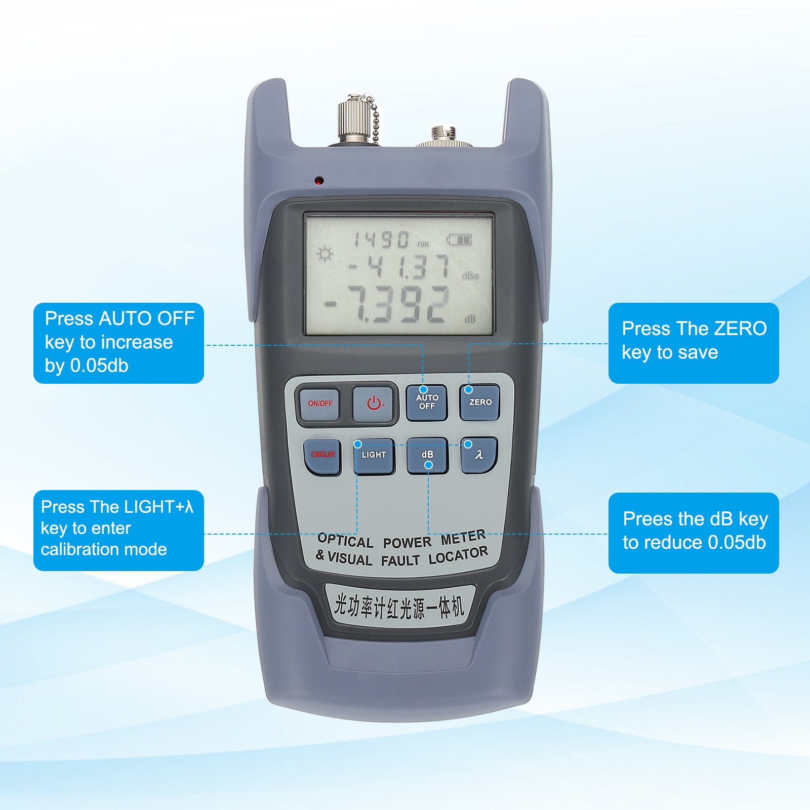 Fiber Optic Cable Tester, 50MW Visual Fault Locator Optical Power Meter