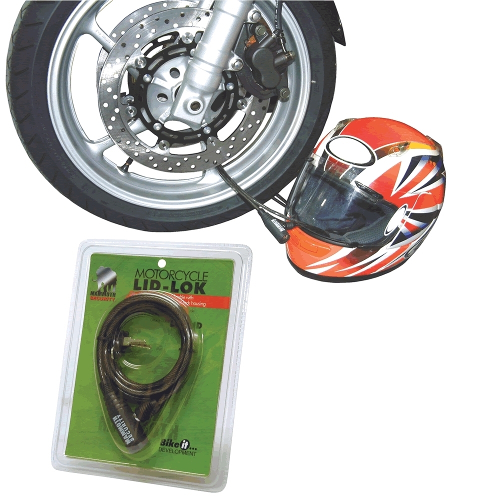 MOTORBIKE MOTORCYCLE BIKE SCOOTER HELMET & CLOTHING LOCK MAMMOTH SECURITY LOCLID