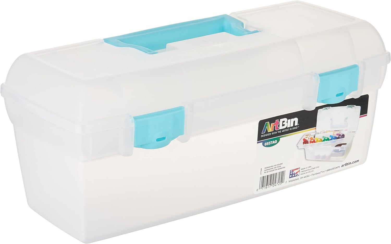 Artbin 6937AG Essentials Lift-Out Tray Box, Portable Art & Craft Organizer with