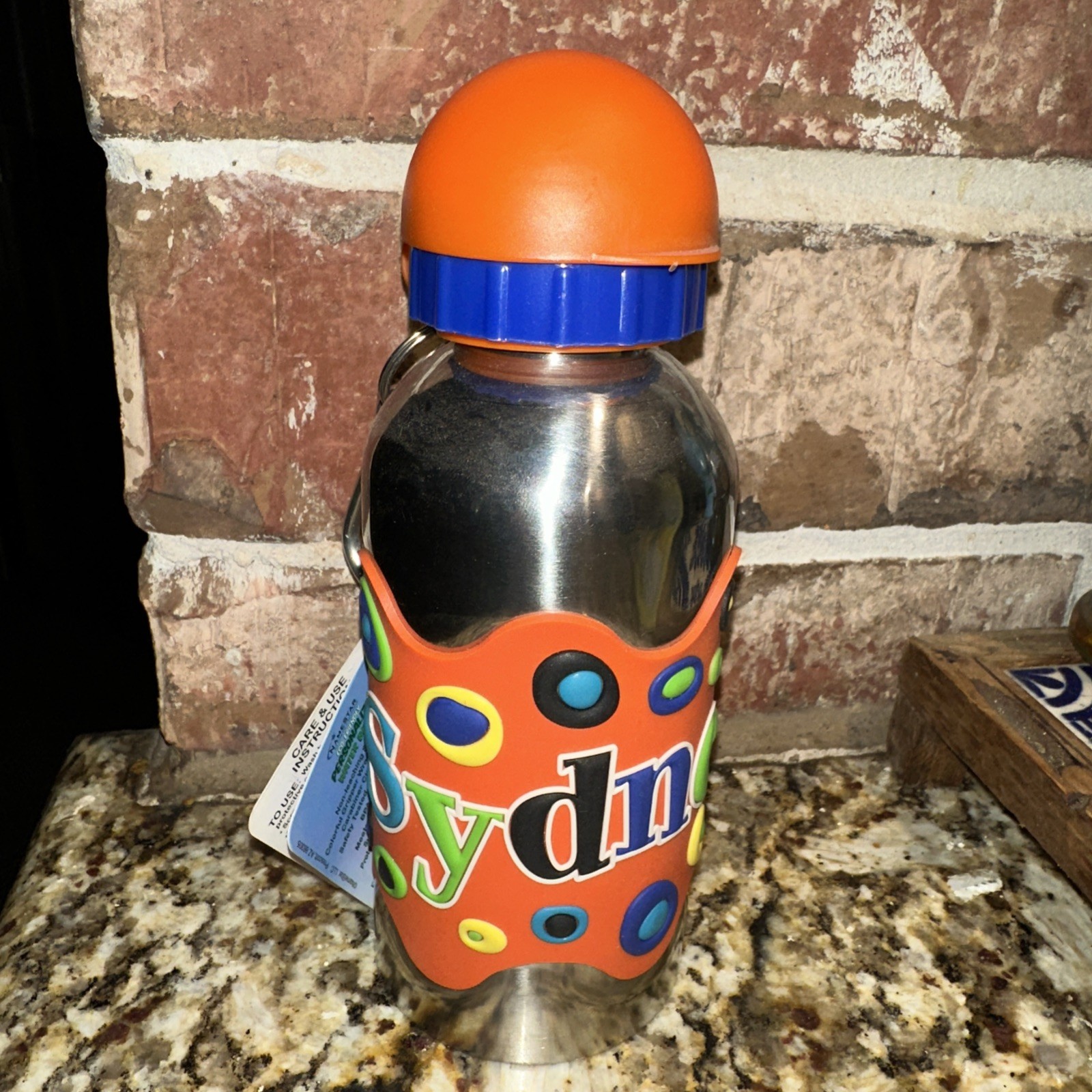 Namestar ‘Sydney’ embossed Colorful Children's Water Bottle NEW w/ TAG
