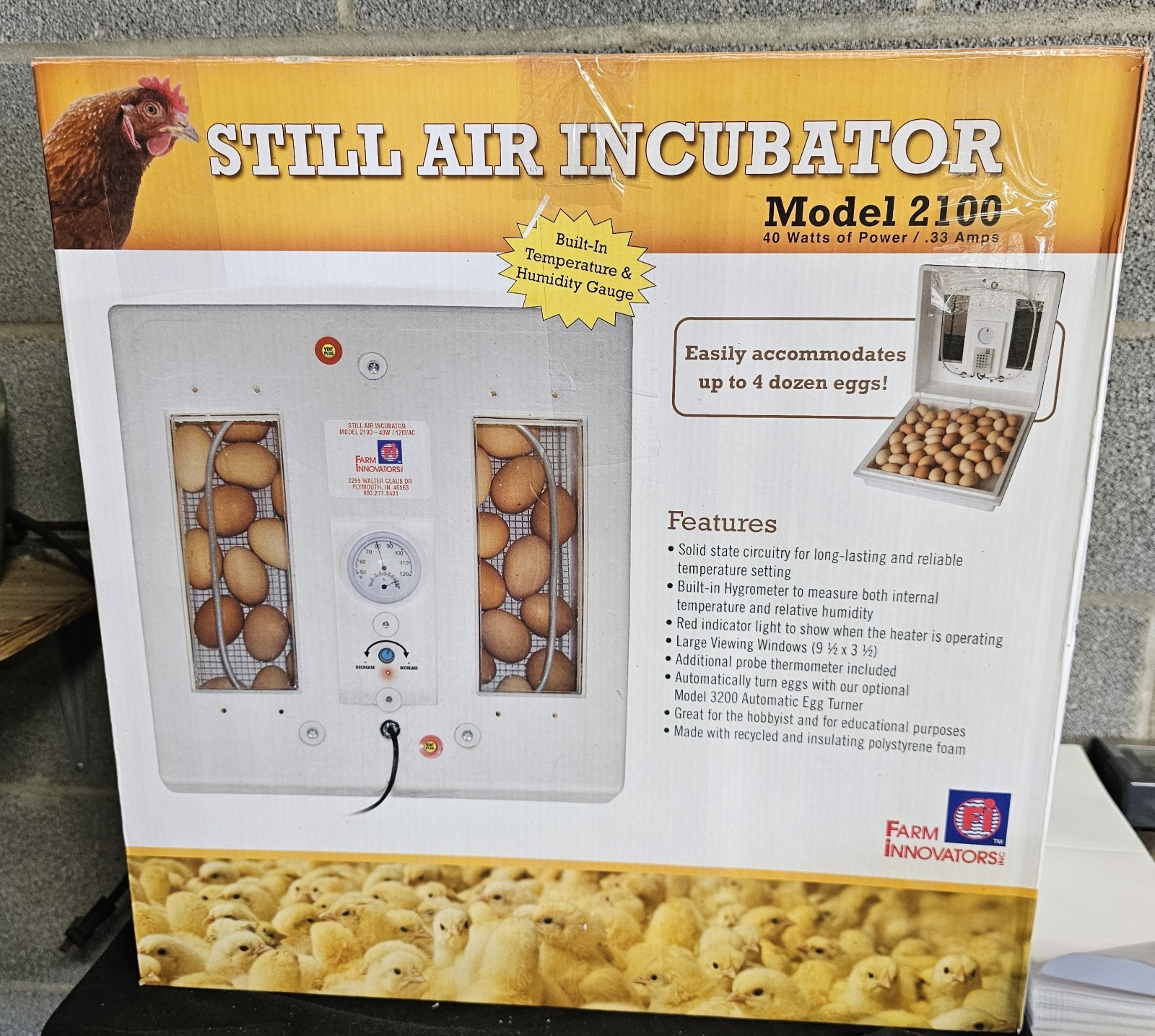 Farm Innovators Still Air Incubator Model 2100 Desktop Egg Incubator
