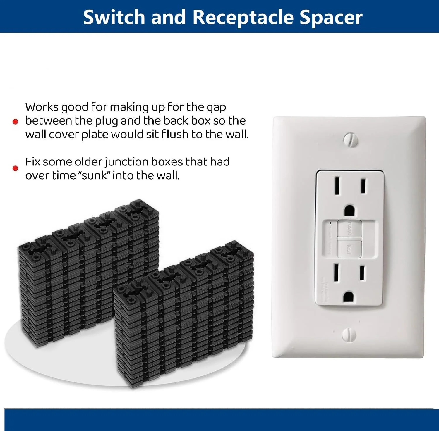 100pcs Outlet Spacers for Electrical Box, Electrical Outlet Spacers Shims Switch