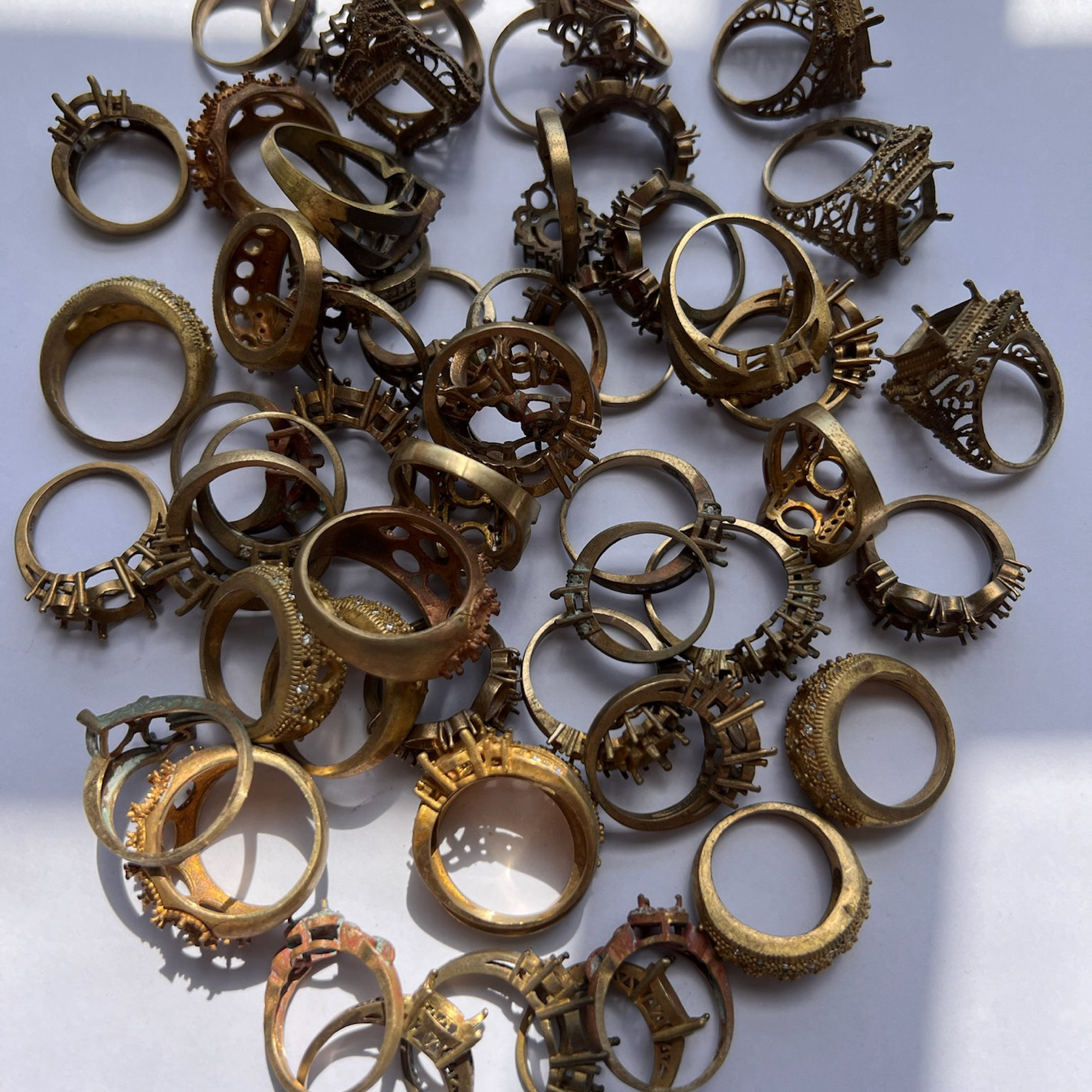 Brass Ring Blank Prong Setting Empty Base DIY Jewelry Crystal Gem Mount