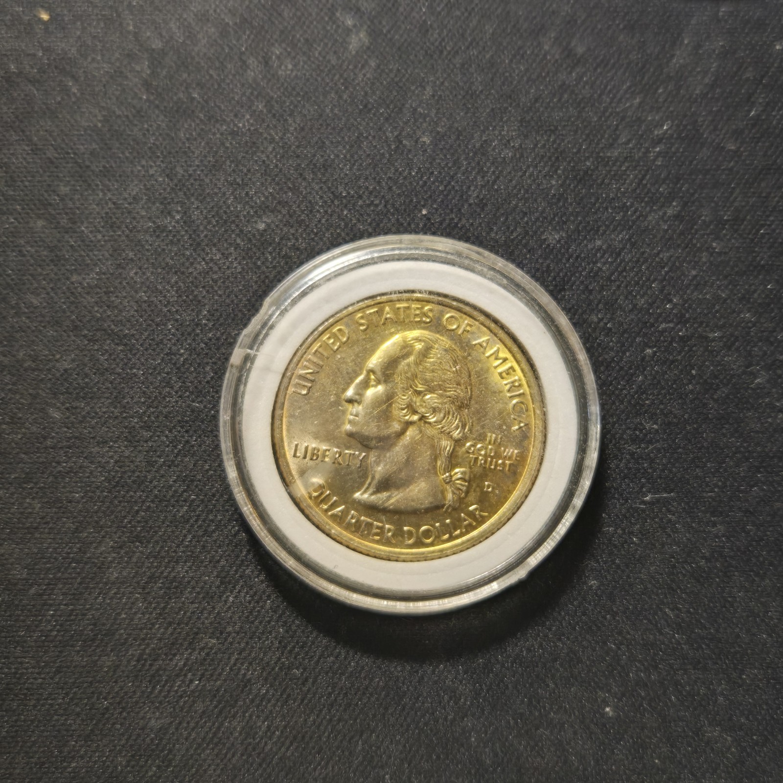 1999 D Experimental Planchet Connecticut Gold Alloy Quarter