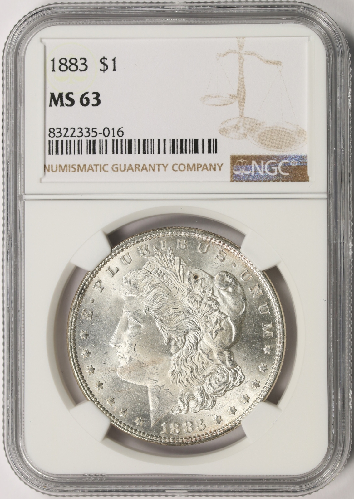 1883 $1 Morgan Silver Dollar NGC MS63
