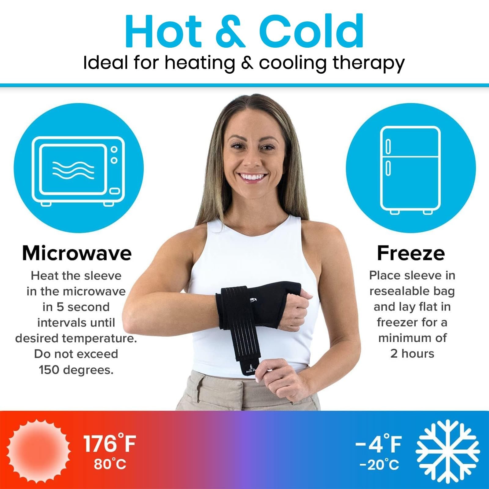 Arctic Flex Wrist & Thumb Ice Pack Wrap - Extra Strength Hot & Cold Therapy -...