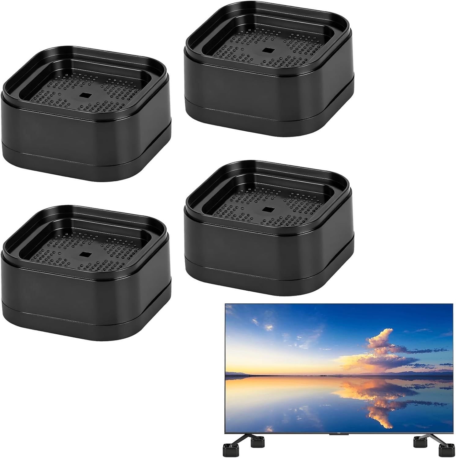4 Pack TV Stand Riser Blocks, Heavy-Duty Adjustable Height Blocks for Raising...