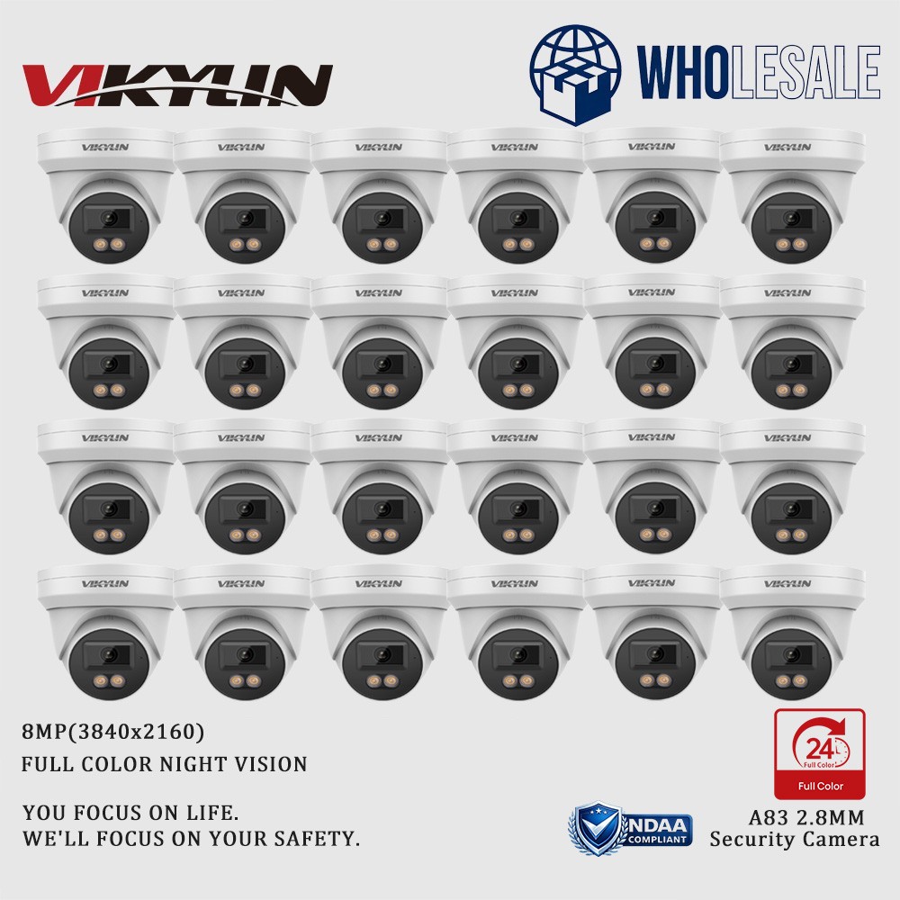 Wholesale VIKYLIN 4K 8MP 24/7 Full Color Turret IP Camera Built-in MIC Outdoor