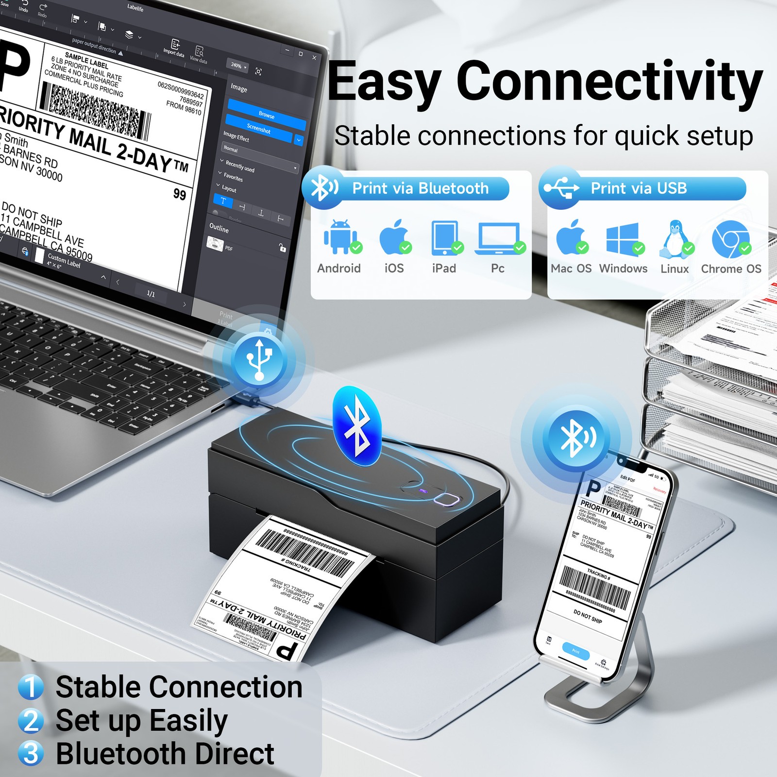 Phomemo Bluetooth Thermal Printer Shipping Printer for Amazon, Ebay, Shopify