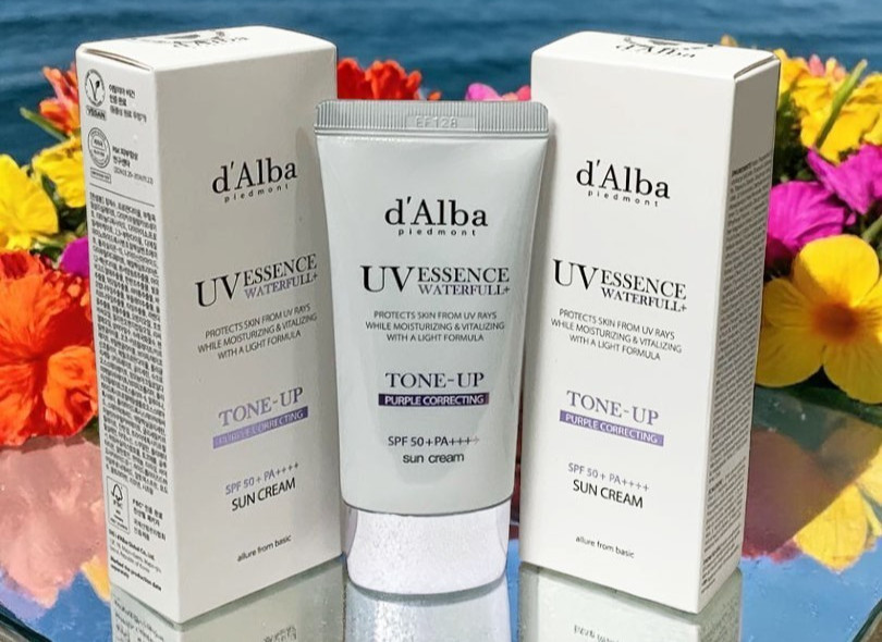 D'ALBA WATERFULL UV ESSENCE TONE-UP VEGAN PURPLE CORRECTING SUNSCREEN SET OF 2