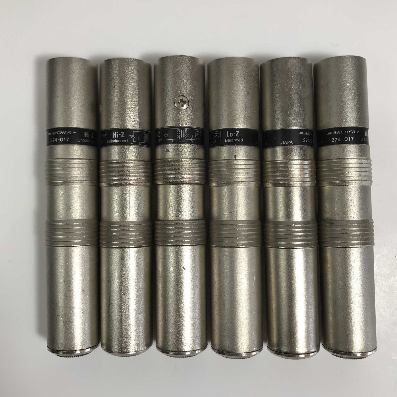 ARCHER 274-017 XLR Male to 1/4" Female Impedance Matching Adapter Lot of 6 Japan