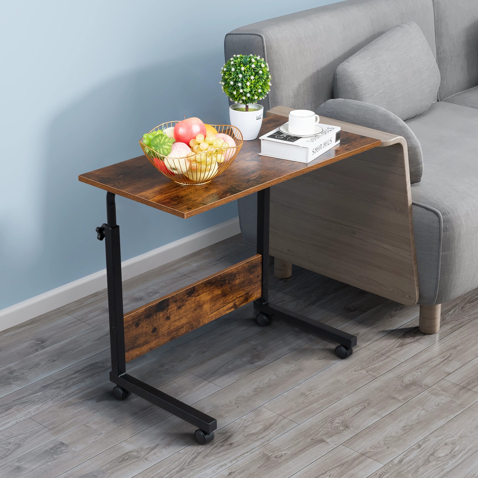 Height Adjustable Mobile Table Side Table Workstation Laptop Overbed Multi Table