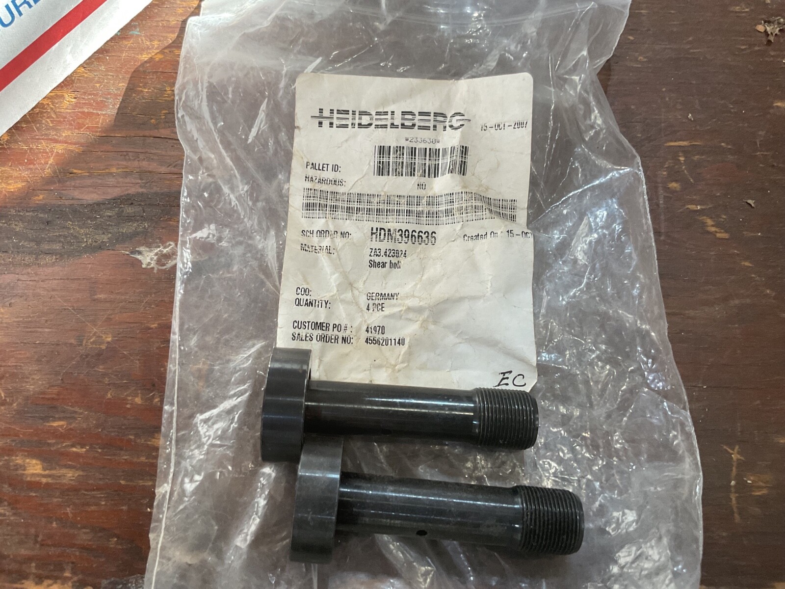 2 Safey Bolt / Shear Bolt Polar Paper Cutter  Heidelberg New