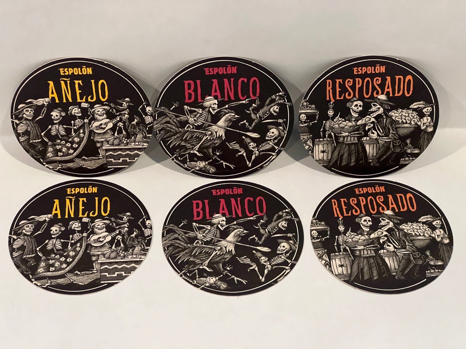 El Espolon TEQUILA Margarita Bar Drink Coasters 52ea Day Dead Rooster Skeleton