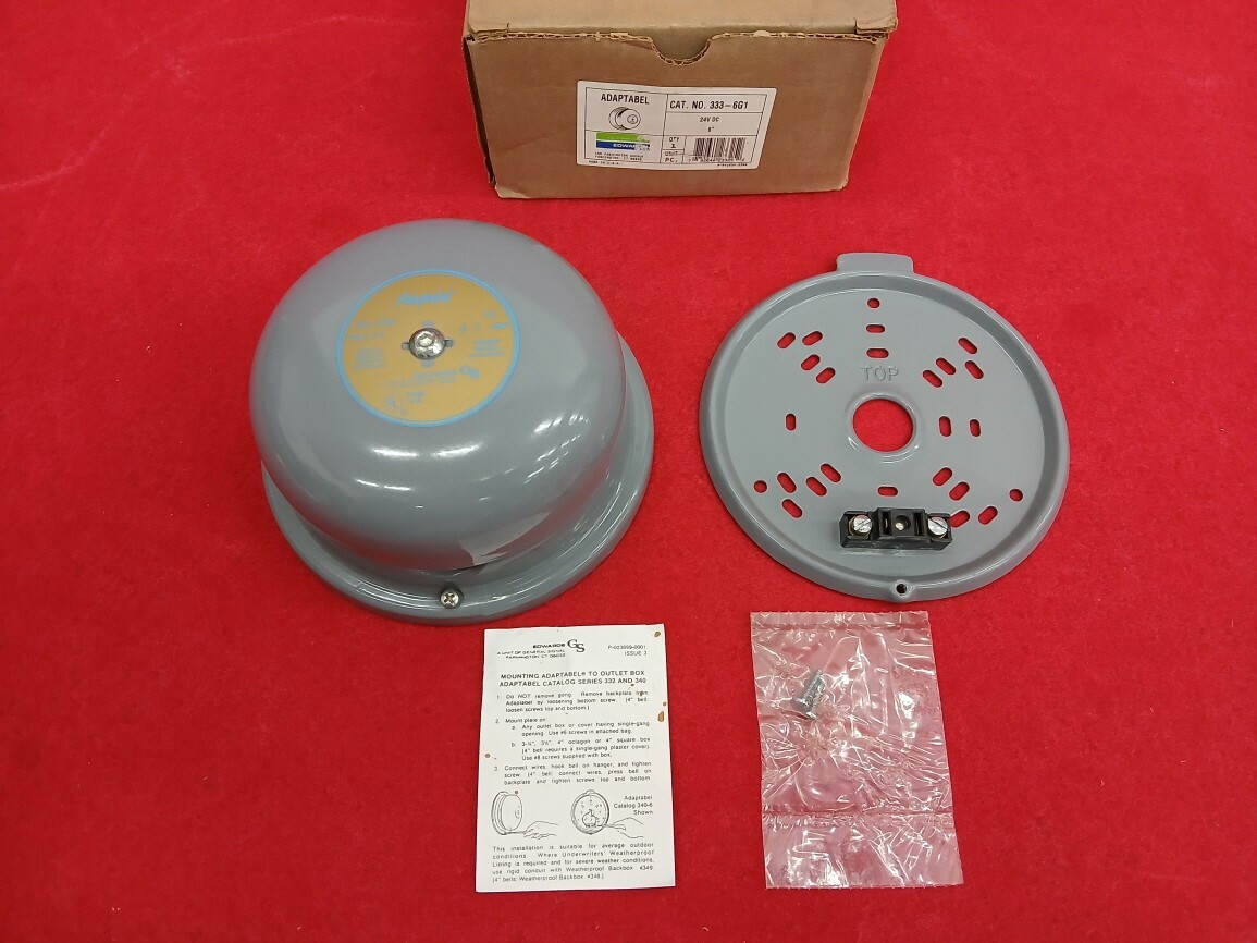 EDWARDS Adaptabel Signaling Single Stroke Bell 333-6G1 6-inch 24VDC 0.3AMP