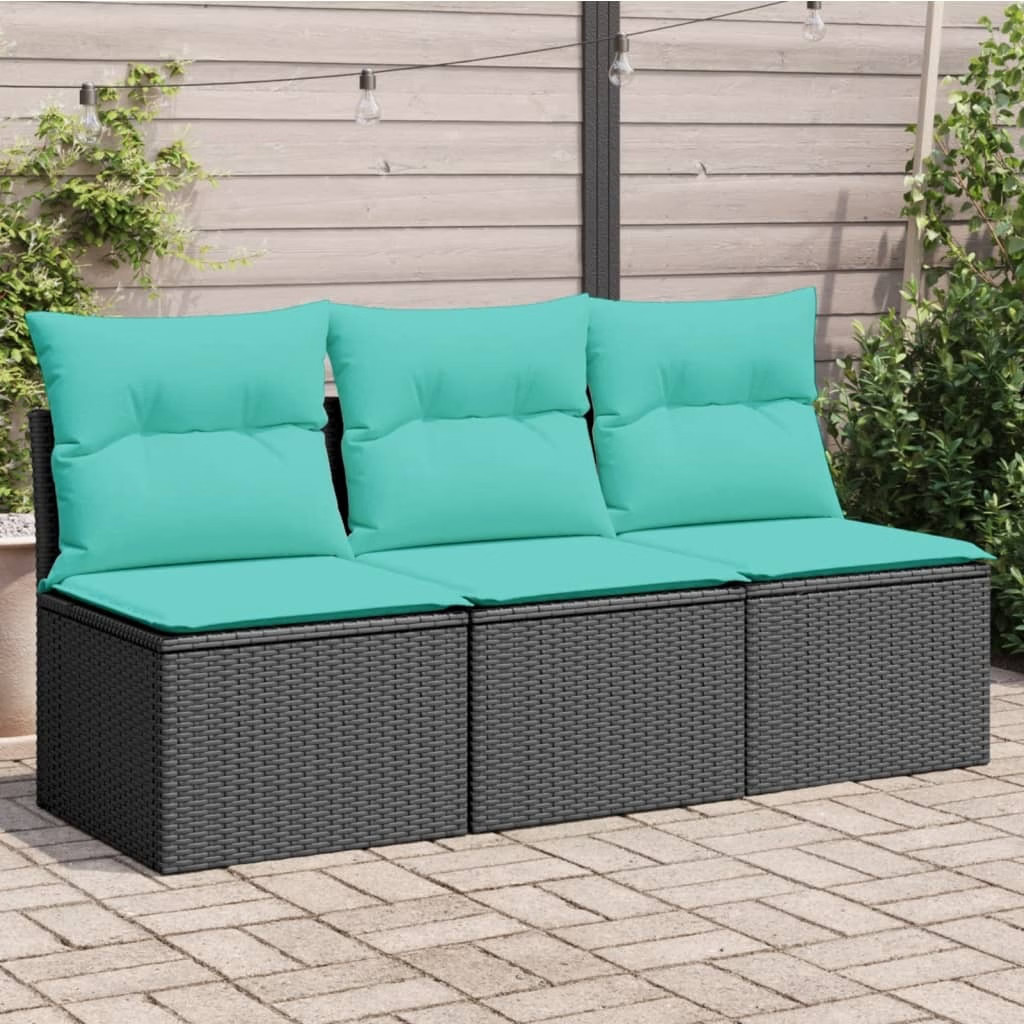 Garden Sofa Black 64.96 x 24.41 x 27.17 in Poly rattan