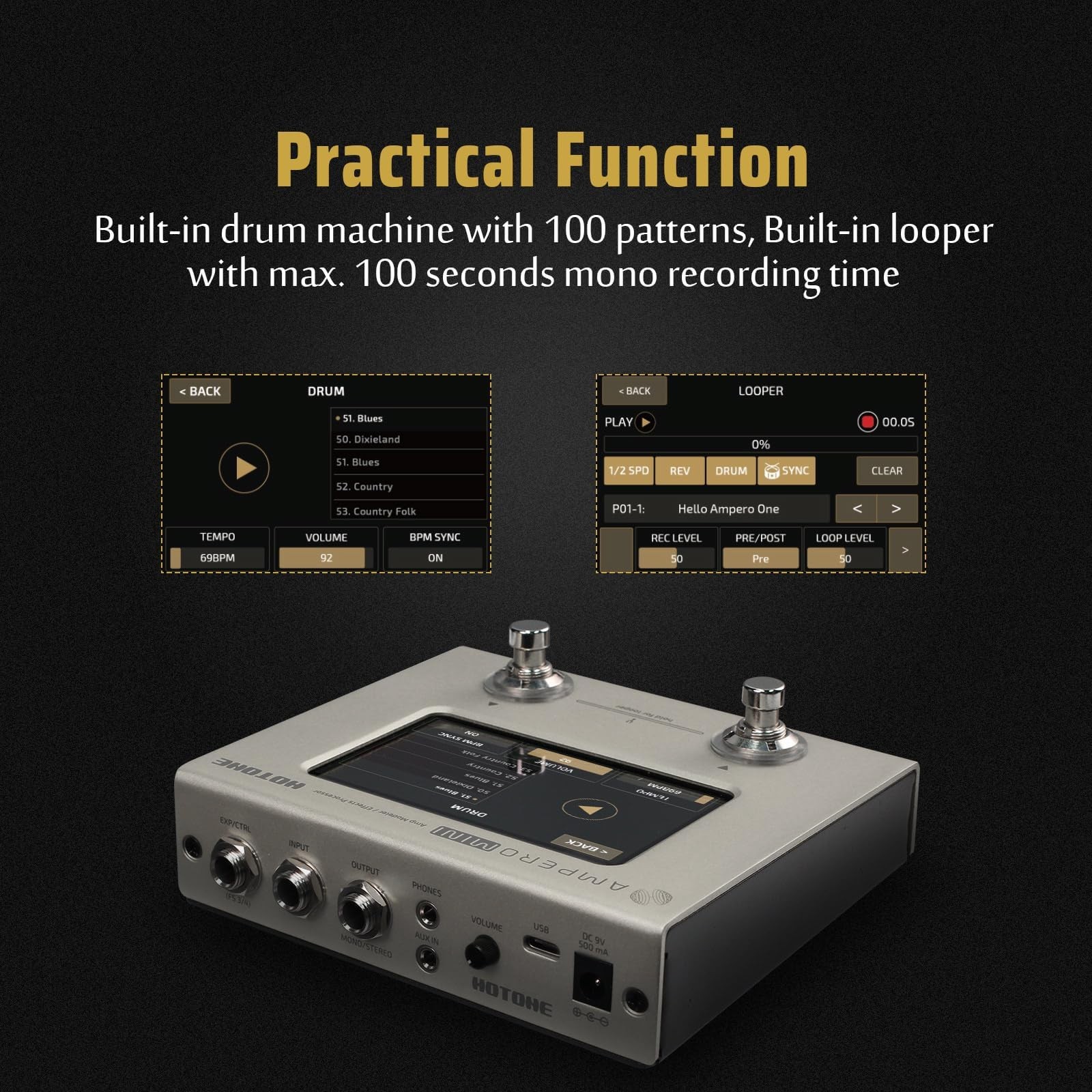 HOTONE Multi Effects Processor Pedal Guitar Bass Amp Modeling IR Vanilla