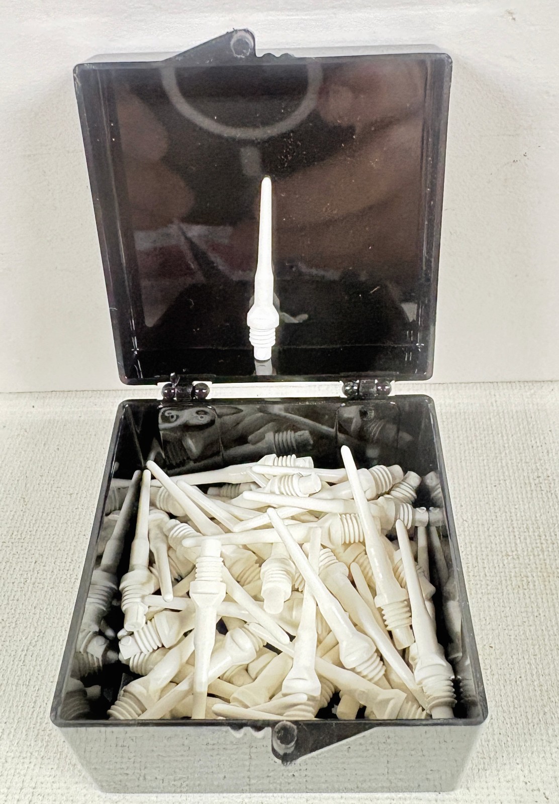 60 White Tufflex II Soft Tip 2ba Thread Dart Tips with Storage Box