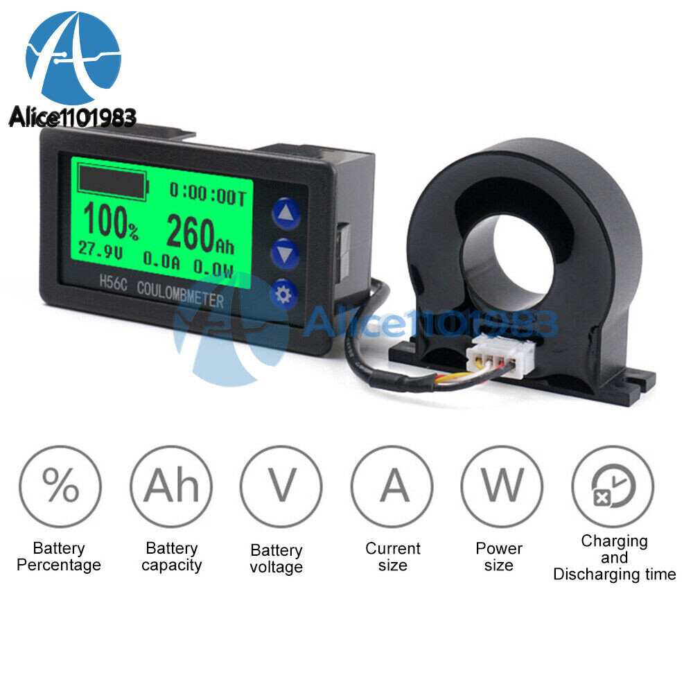DC 9-100V 50-400A Battery Hall Coulometer Voltmeter Ammeter Coulomb Meter