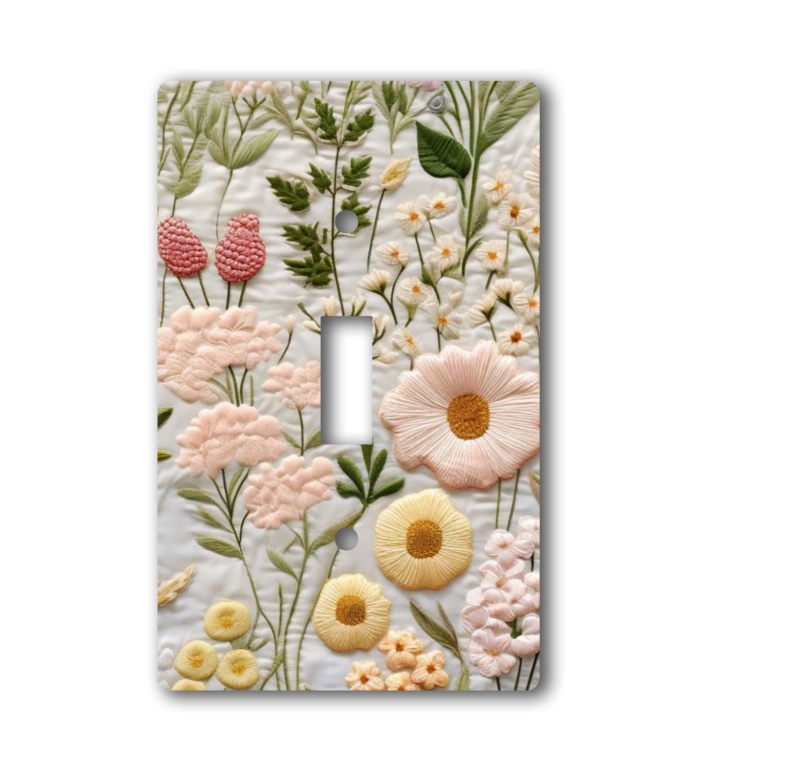 Decorative Acrylic Light Switch/Electrical Outlet Cover-Embroidered Flowers LOOK