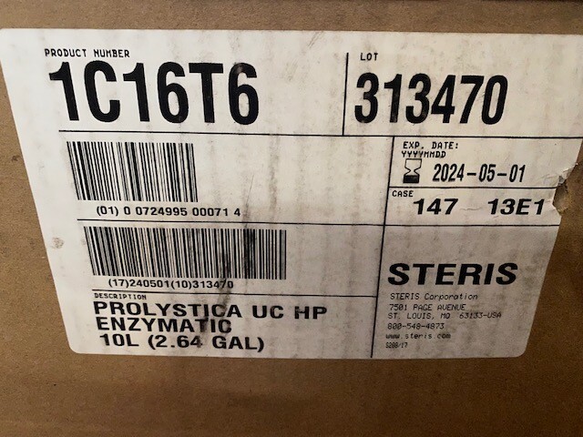 STERIS 1C16T6 Prolystica Enzyme Cleaner 10 Liter, EXP 05/01/2024