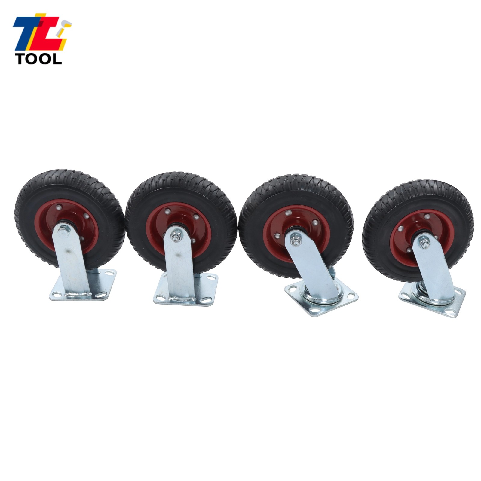 4 Pcs 8" Caster Wheels Rubber Heavy Duty Industrial Castors 2*Swivel + 2*Fixed