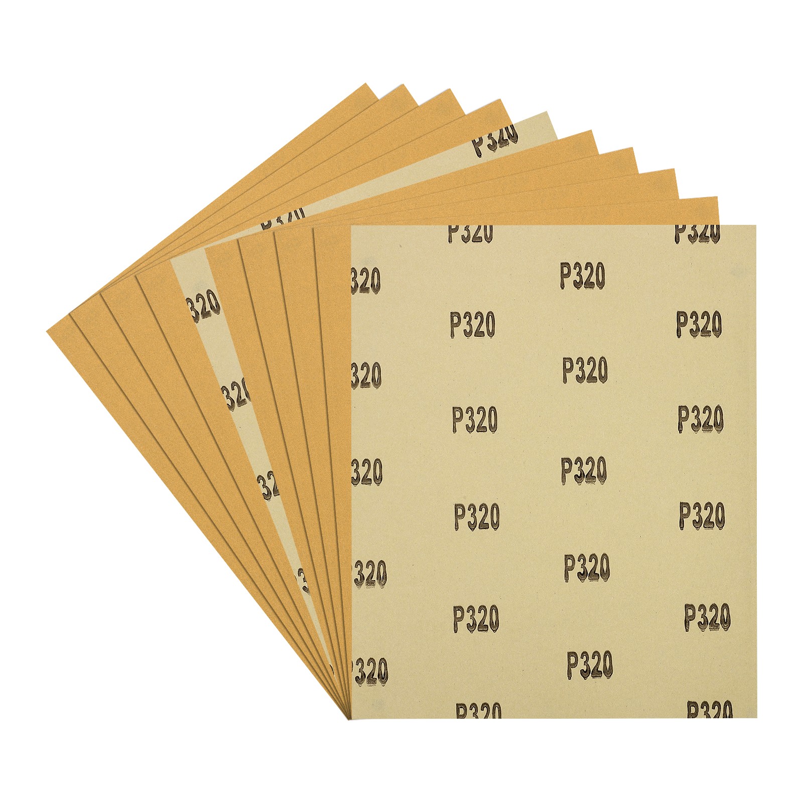 10pcs Sand Papers - [9 x 11 Inch x 320 Grits] Alumina Sandpaper Sheets Gold