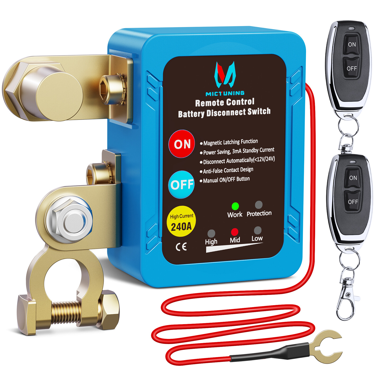 12V 240A Remote Battery Disconnect Switch Kill Automatic Power Shut Off Switch