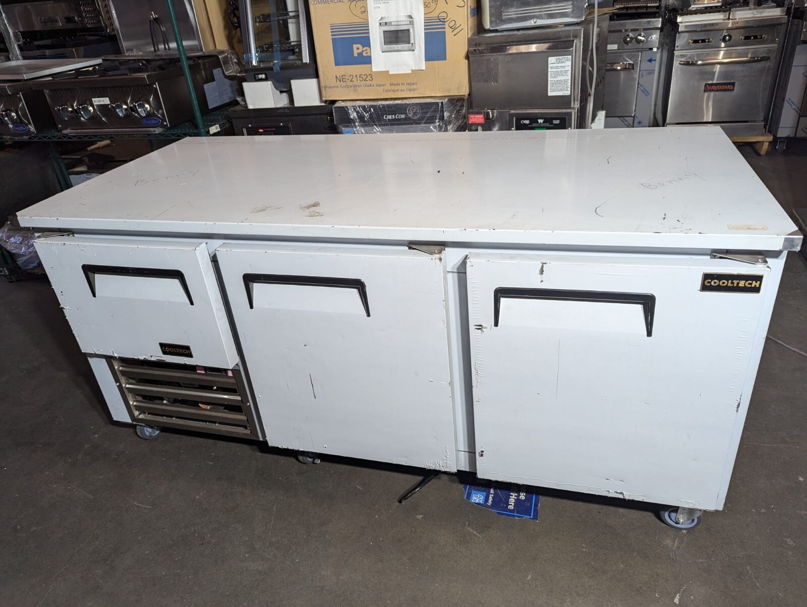 Cooltech 2-1/2 Door Low Boy Worktop Refrigerator 72" ctr-72lb