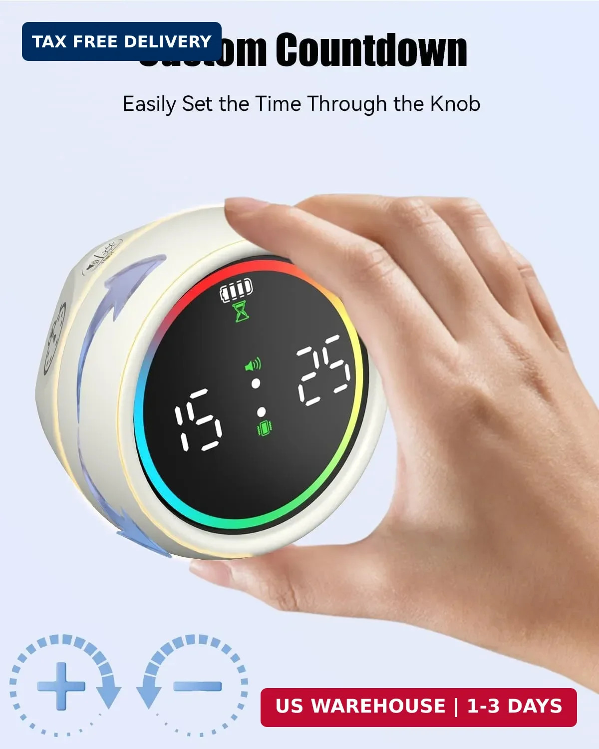 Pomodoro Timer Cube, Desk Timer for Productivity with 1, 5, 10 Min Preset Countd