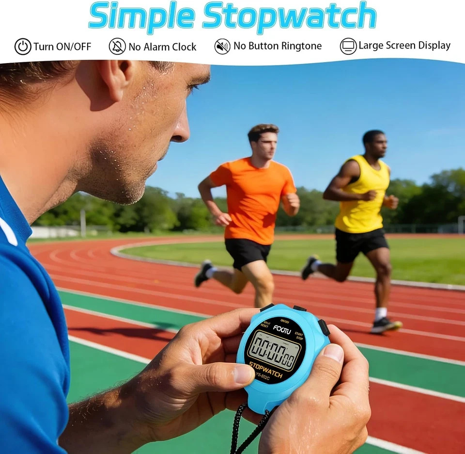 Digital Simple Stopwatch Timer, No Bells, No Alarm, Simple Basic Operation, Sile