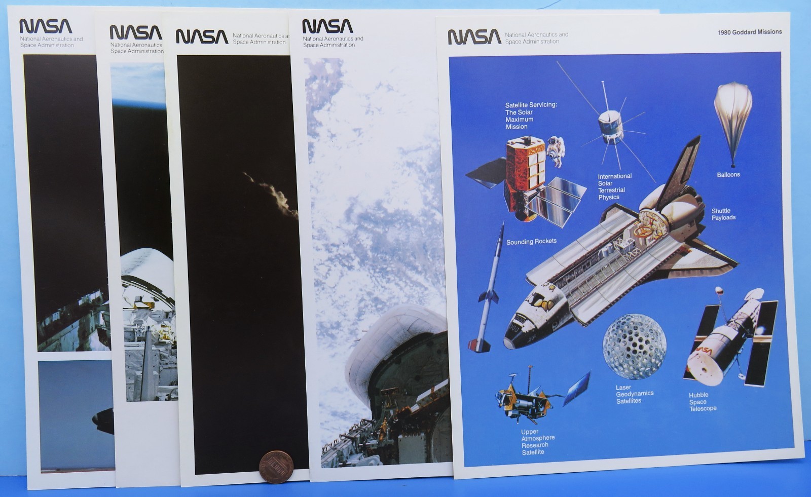 NASA photo litho  Lot of 5 vtg '80s Space Shuttle COLOR 8" x 10" AU25-A