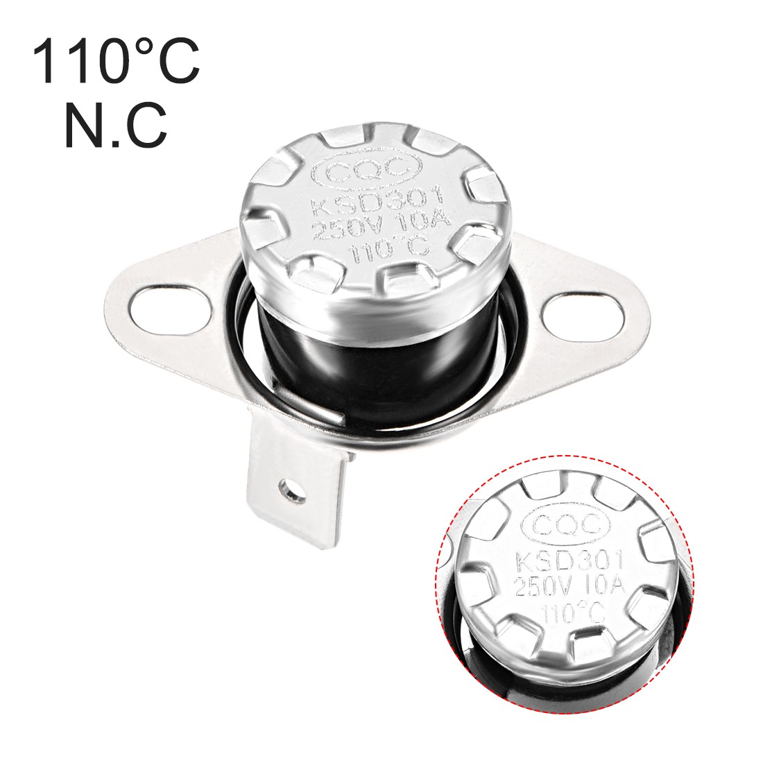 Temperature Control Switch Thermostat 110°C 10A Normally Closed NC 2pcs