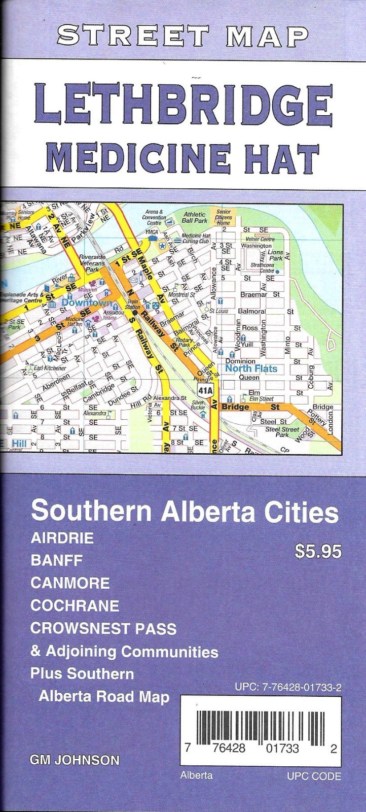 Street Map of Lethbridge, Medicine Hat, Alberta, Canada, by GMJ Maps