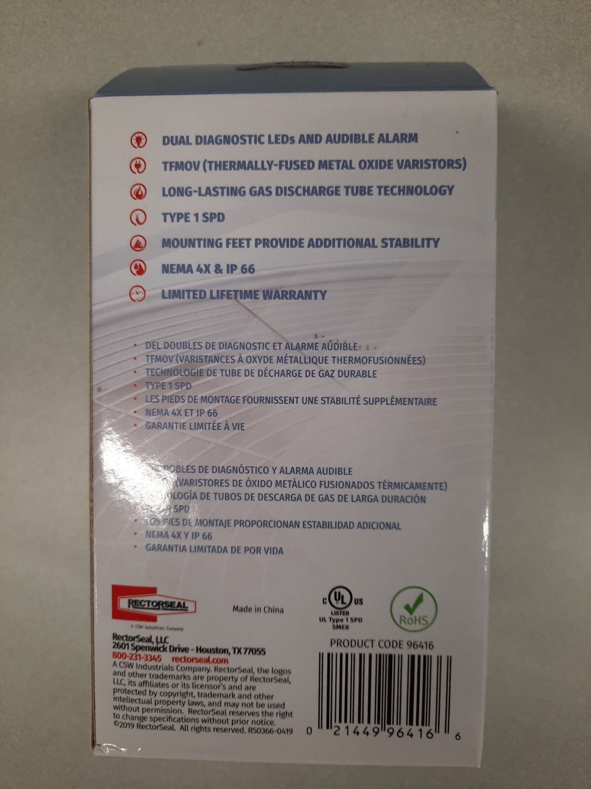 RECTORSEAL - RSH-60 SINGLE PHASE SURGE PROTECTOR - 96416