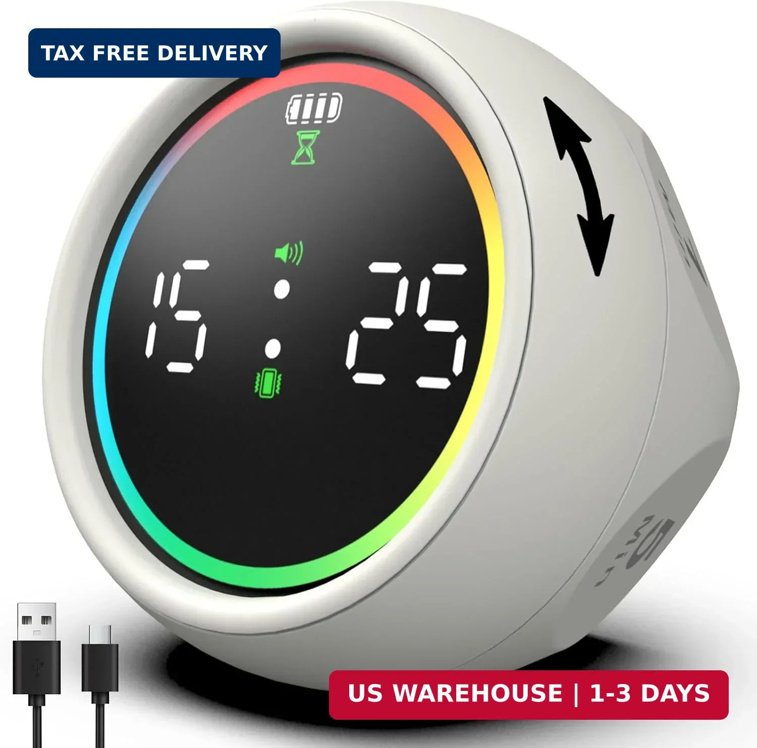 Pomodoro Timer Cube, Desk Timer for Productivity with 1, 5, 10 Min Preset Countd