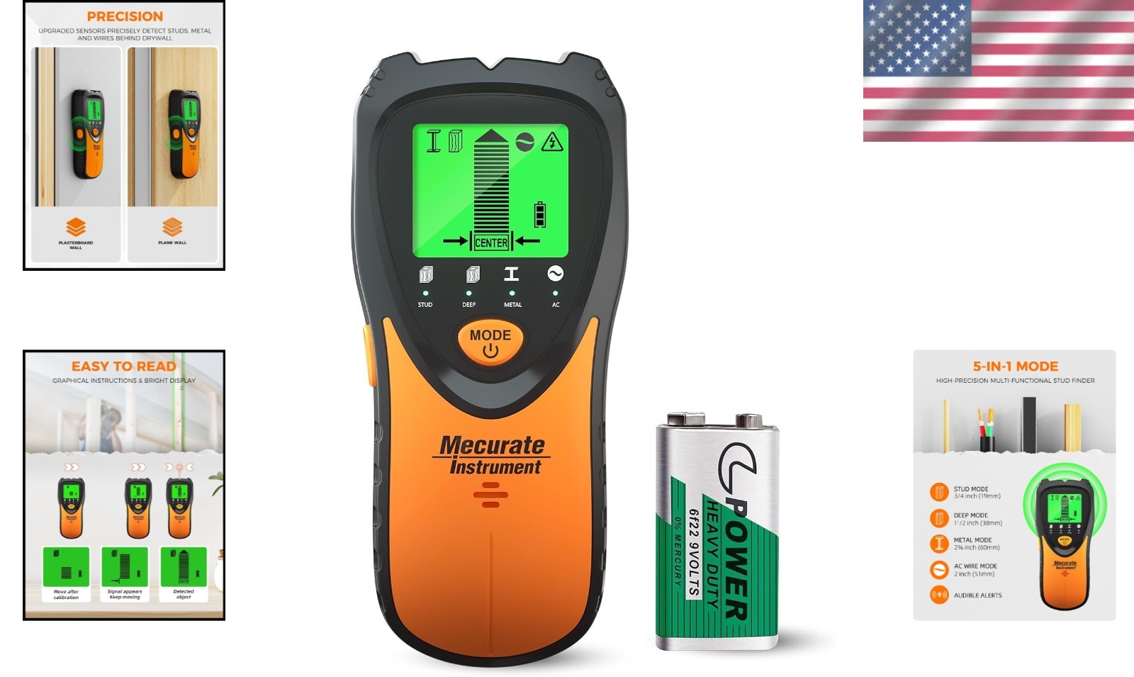 Electronic Stud Finder with LCD Display & Audio Alerts for Home Improvement