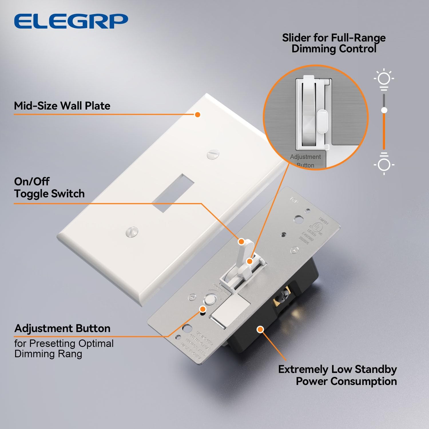 Digital Toggle Dimmer Switch for Dimmable LED, CFL and Incandescent Light Bul...