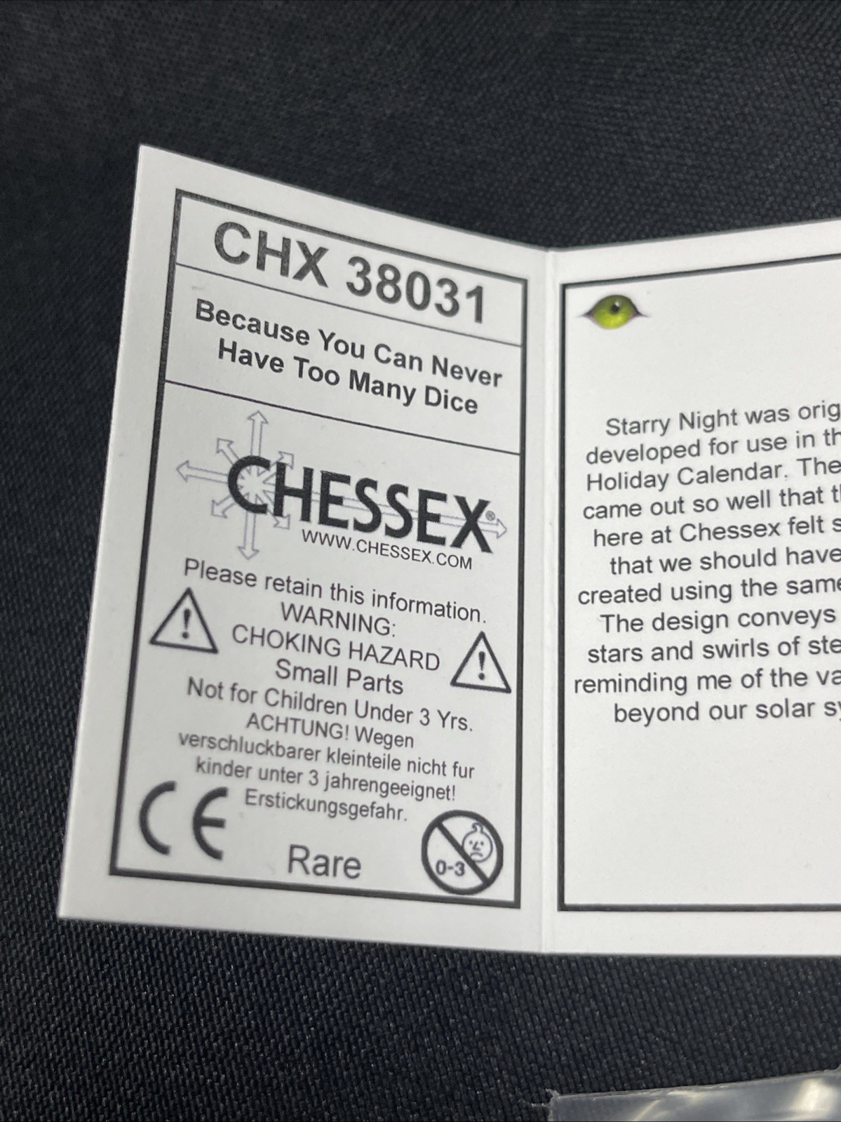 Chessex Hidden Wonders Dice Set Starry Night/Gold 7-Die Set