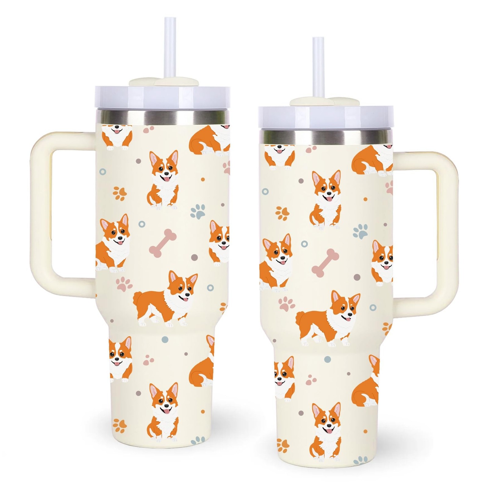 momocici 40oz Corgis Tumbler with Handle Gifts for Women.Corgi Lover Cups Tum...